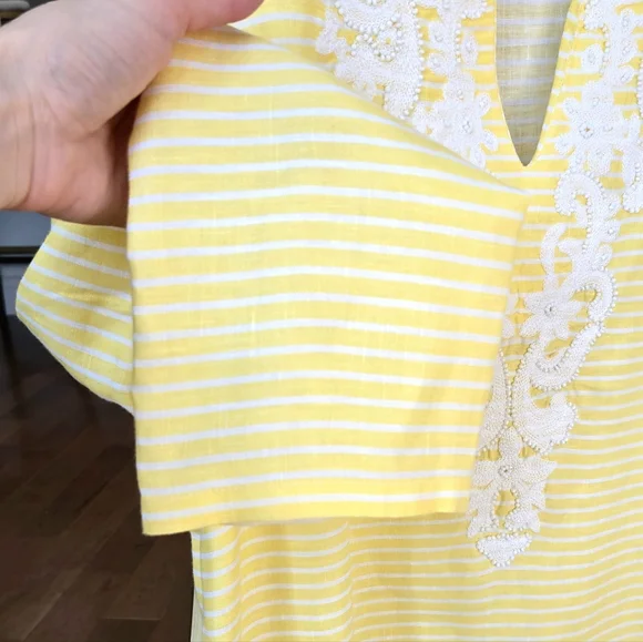 TALBOTS 100% LINEN TALBOTS BEADED EMBRODERD TOP SMALL - Picture 11 of 11